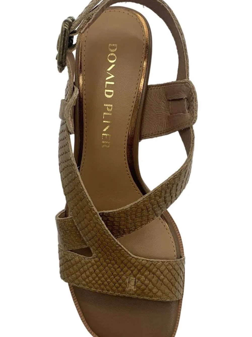 Donald J. Pliner Olive Brown Textured Leather Crisscross Sandal